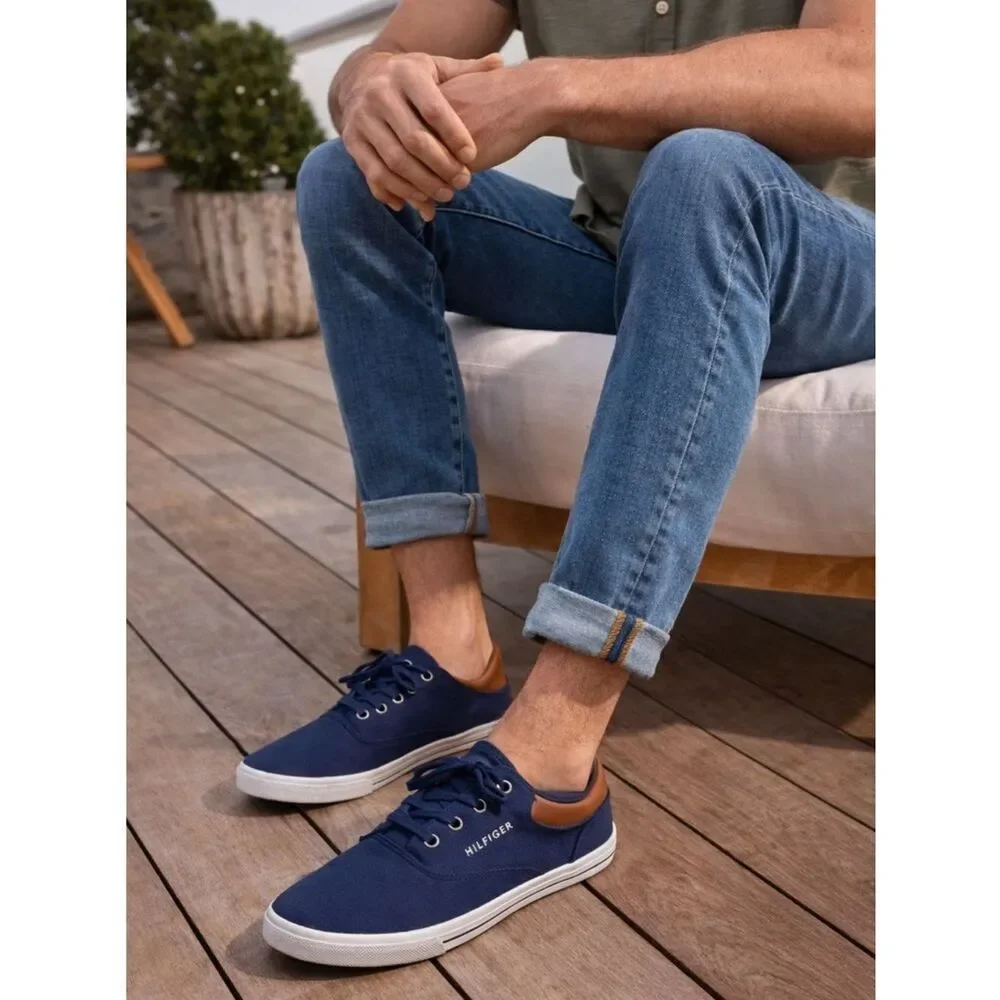 Tommy Hilfiger Canvas Sneakers Casual Shoes Navy Blue Dadcore Men's Size 9